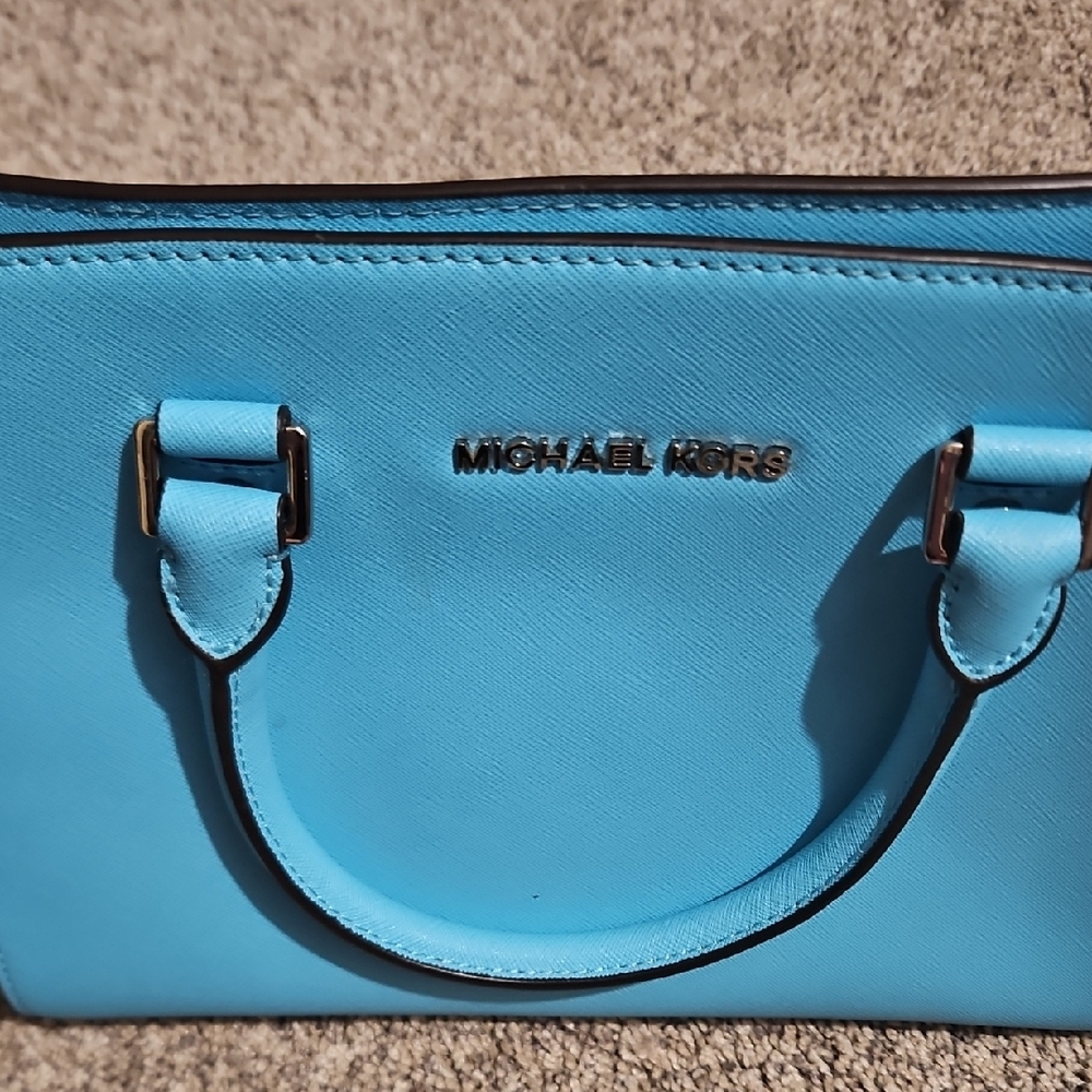 Michael Kors Blue Saffiano Leather Satchel